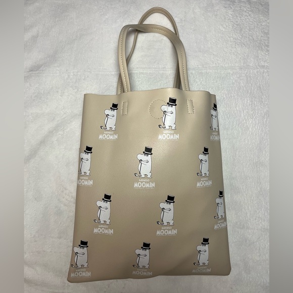 Miniso Limited Edition Moomins Pleather Beige Tote Bag - Picture 1 of 12